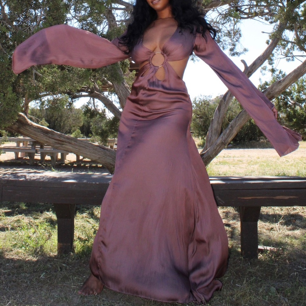 Purple silk maxi dress